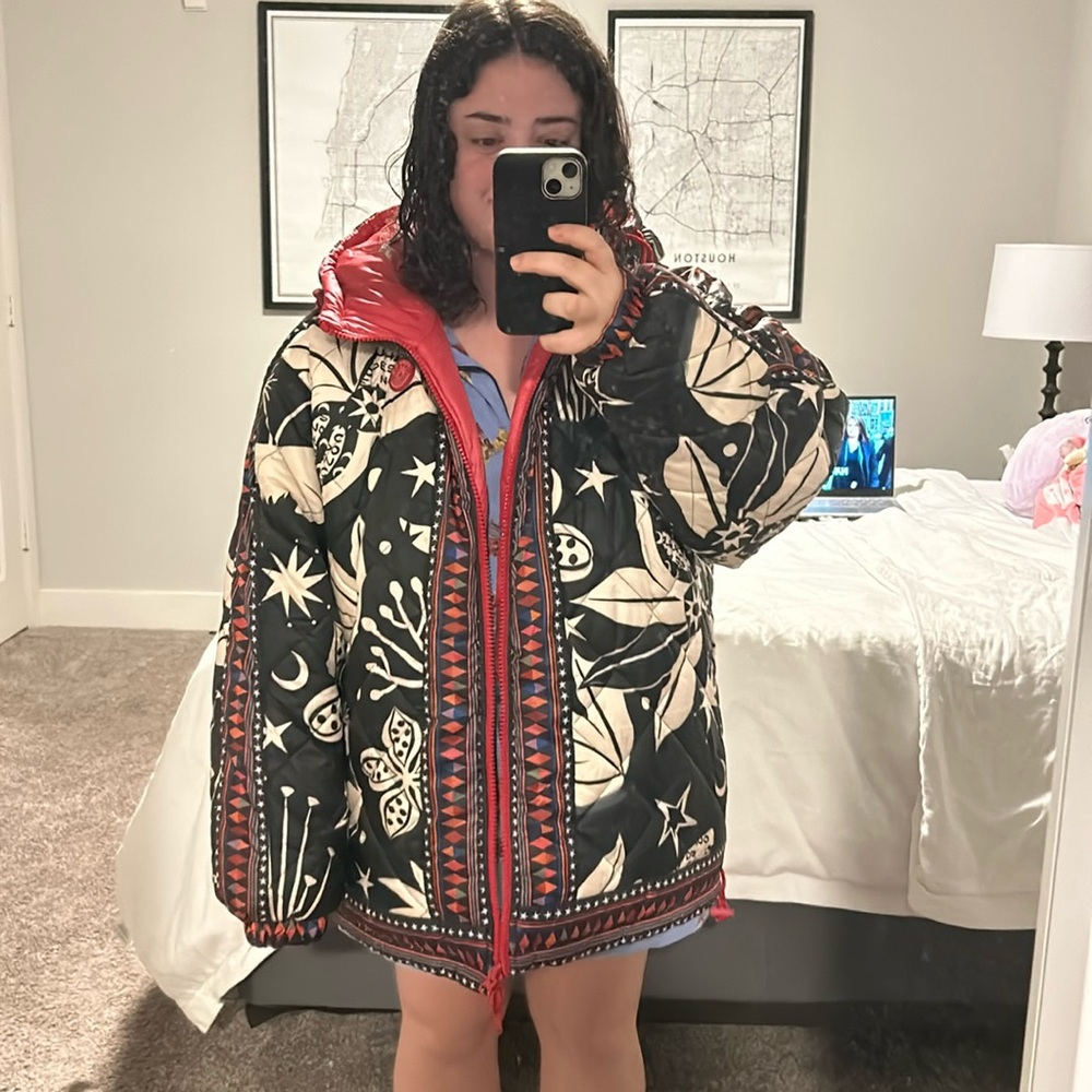 Farm Rio Multicolor Reversible Puffer Jacket Size XL